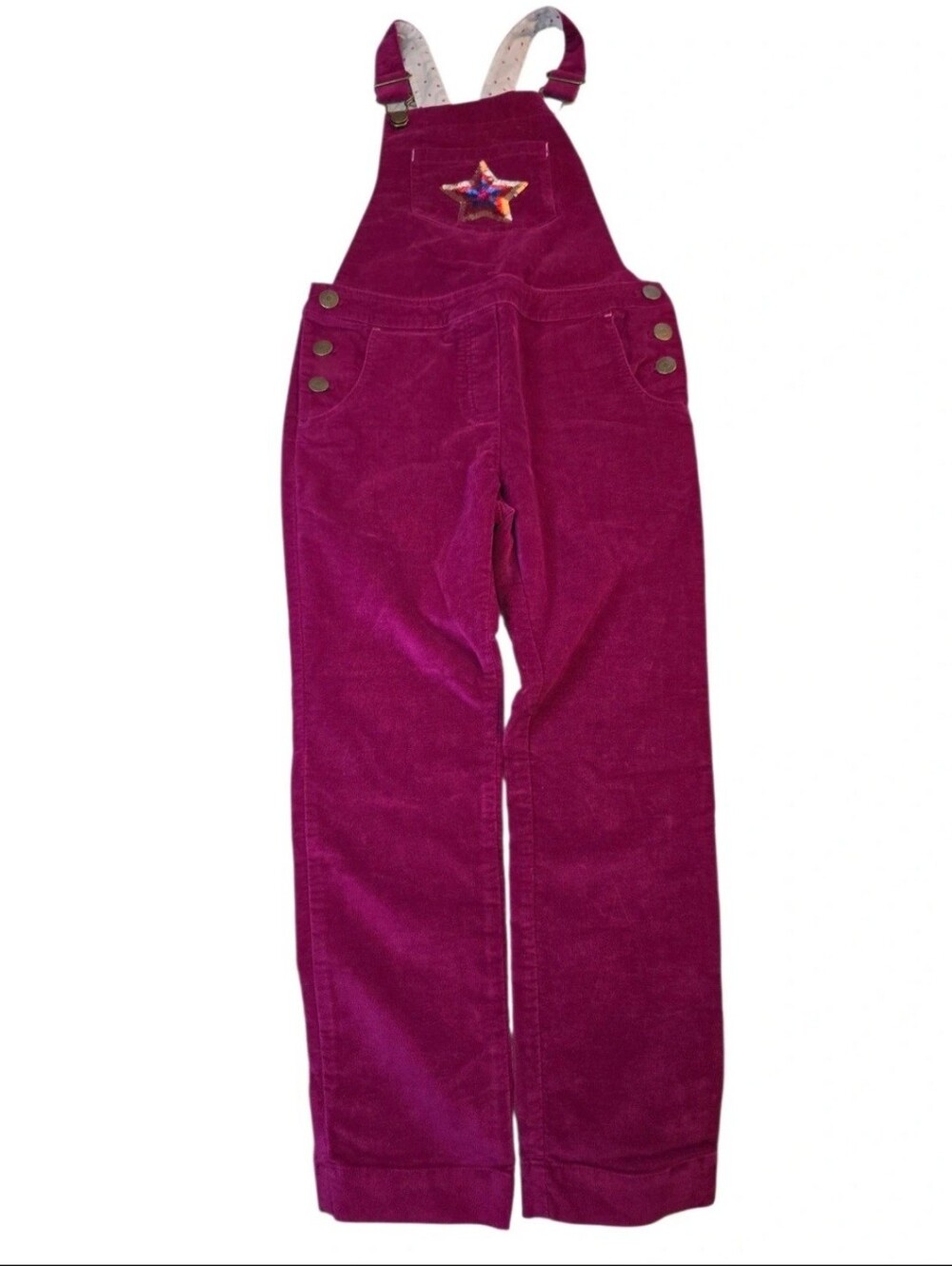 Boden Velvet Overalls with Sequin Star Patch